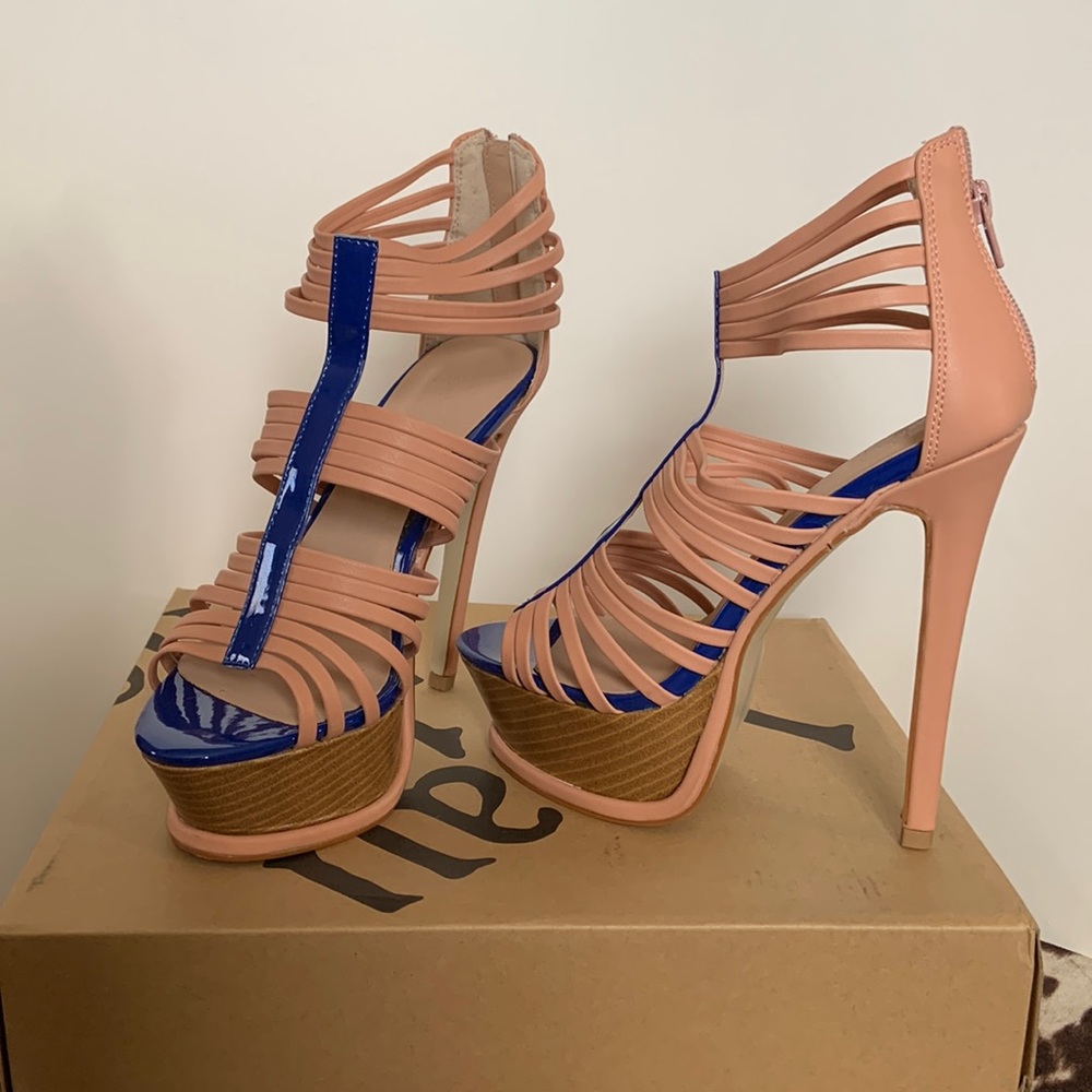 Pink and blue pumps